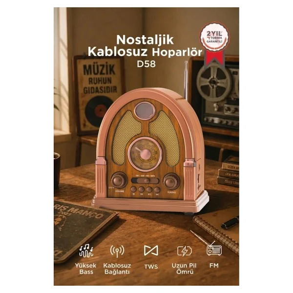 Torima D-58 Kahverengi Nostaljik Radyo - Görsel 6