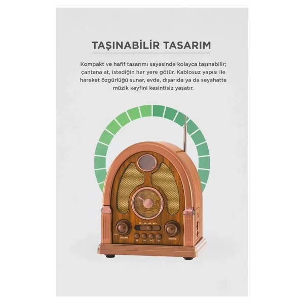 Torima D-58 Kahverengi Nostaljik Radyo - Görsel 2