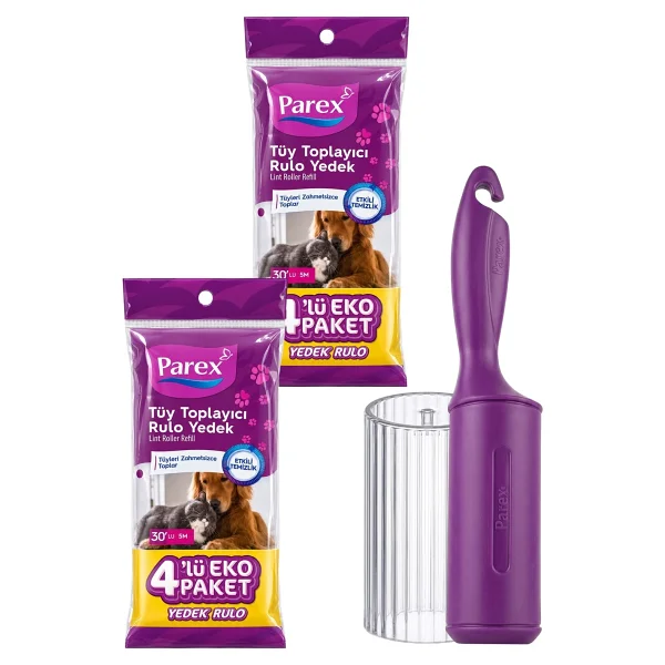 Parex Premium Tüy Toplayıcı 8'li Yedek Rulo Ve Aparat + Şeffaf Kapak Paketi - Görsel 2