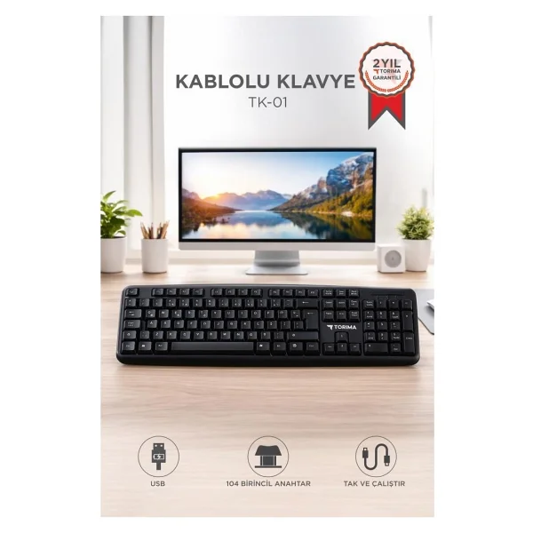 Torima Tk-01 Kablolu Standart Q Klavye Siyah - Görsel 3