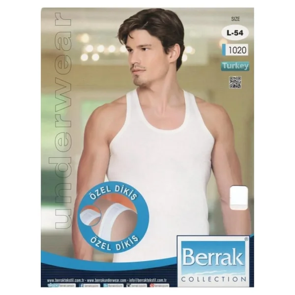 Berrak 1020 Erkek Formalı Özel Dikiş Pamuklu 6 Lı Atlet - Beyaz - Görsel 2