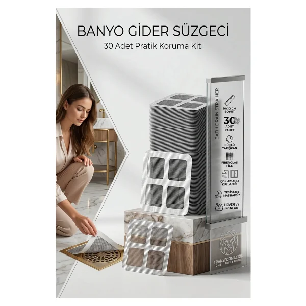 Transformacion 10 Adet Yapışkanlı Banyo Gider Süzgeci Saç Tutucu Ve Çok Amaçlı 721135 - Görsel 10