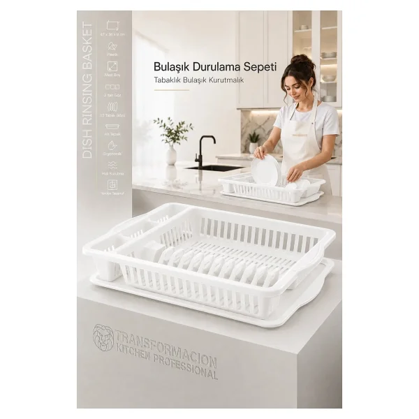 Transformacion Bulaşık Durulama Sepeti Tabaklık Bulaşık Kurutmalık Beyaz Alessi 714493 - Görsel 8