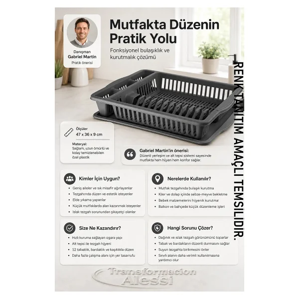 Transformacion Bulaşık Durulama Sepeti Tabaklık Bulaşık Kurutmalık Beyaz Alessi 714493 - Görsel 3