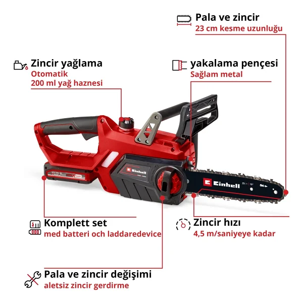 Einhell Ge-Lc 18/25-1 Li Kit Akülü Ağaç Kesme Makinesi - Görsel 2