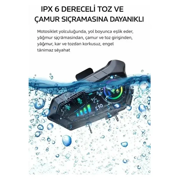 Neffo V10 5.3 Motosiklet Kask Kulaklık Intercom Işıklı Motorsiklet Interkom - Görsel 5