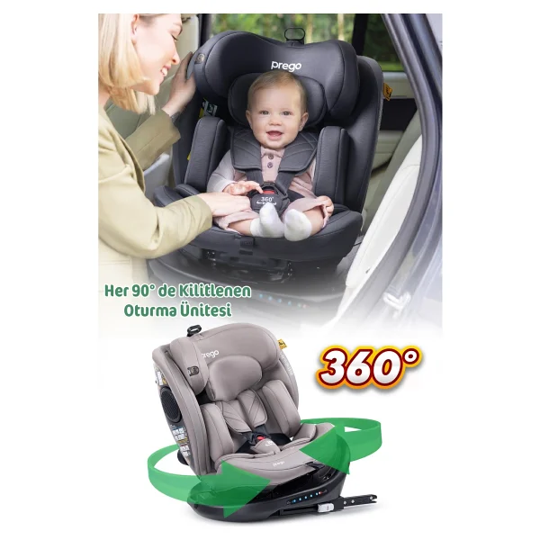 Prego Odinfix Alarmlı 360 Derece Dönebilen I-Size 0-36 Kg Oto Koltuğu - Görsel 4