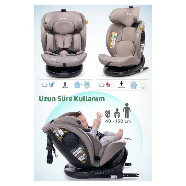 Prego Odinfix Alarmlı 360 Derece Dönebilen I-Size 0-36 Kg Oto Koltuğu - Görsel 2