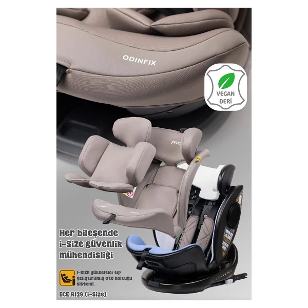 Prego Odinfix Alarmlı 360 Derece Dönebilen I-Size 0-36 Kg Oto Koltuğu - Görsel 5
