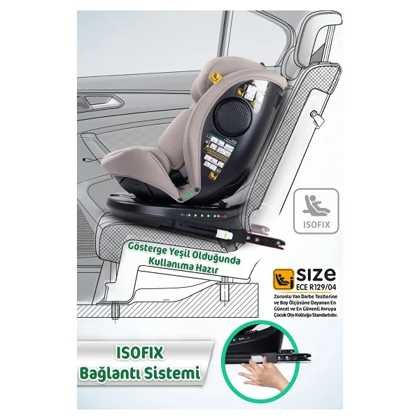Prego Odinfix Alarmlı 360 Derece Dönebilen I-Size 0-36 Kg Oto Koltuğu - Görsel 6