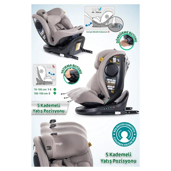 Prego Odinfix Alarmlı 360 Derece Dönebilen I-Size 0-36 Kg Oto Koltuğu - Görsel 8