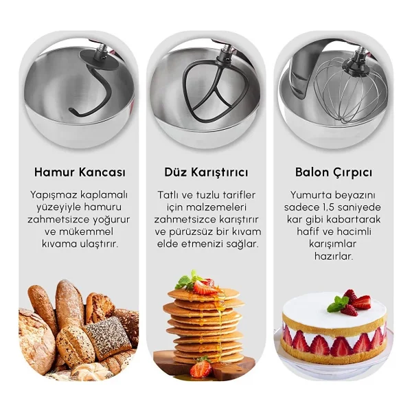 Karaca Mastermaid Chef Ultra D 2000 W Matte White 7 Lt Hamur Yoğurma Makinesi - Görsel 7