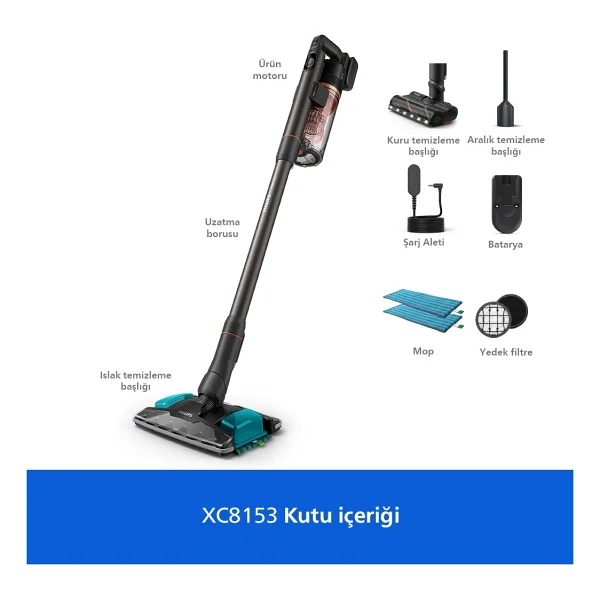 Philips Aqua Plus 8000 Serisi Xc8153/10 Islak Kuru Şarjlı Dikey Süpürge - Görsel 10