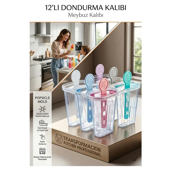 Transformacion 6'lı Dondurma Ve Meybuz Kalıbı Sağlıklı Ev Yapımı Atıştırmalık Seti 721454 - Görsel 9