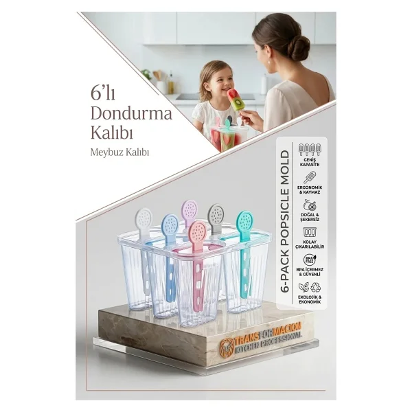 Transformacion 6'lı Dondurma Ve Meybuz Kalıbı Sağlıklı Ev Yapımı Atıştırmalık Seti 721454 - Görsel 10