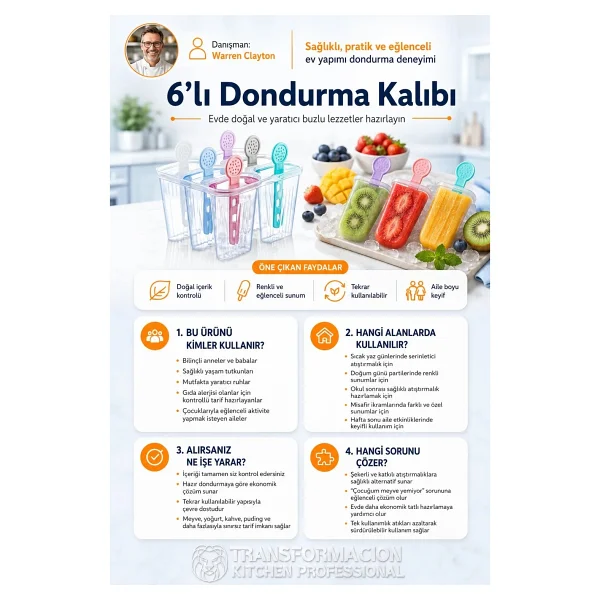Transformacion 6'lı Dondurma Ve Meybuz Kalıbı Sağlıklı Ev Yapımı Atıştırmalık Seti 721454 - Görsel 4