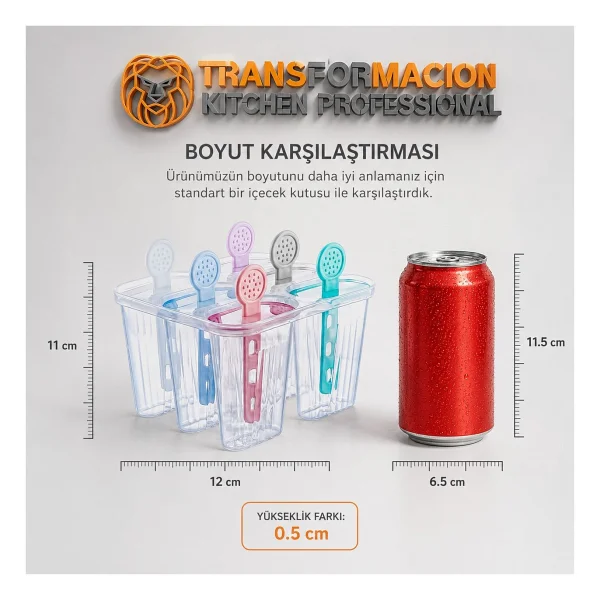 Transformacion 6'lı Dondurma Ve Meybuz Kalıbı Sağlıklı Ev Yapımı Atıştırmalık Seti 721454 - Görsel 6