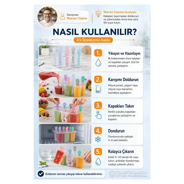 Transformacion 6'lı Dondurma Ve Meybuz Kalıbı Sağlıklı Ev Yapımı Atıştırmalık Seti 721454 - Görsel 7