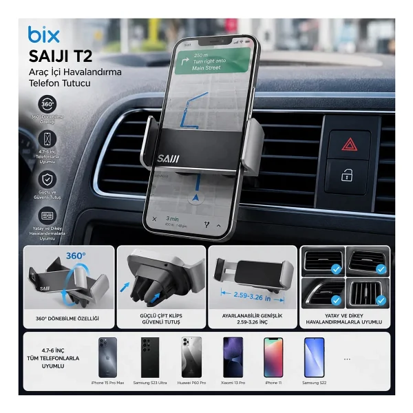 Bix Saiji T2 Araç Telefon Tutucu - Görsel 2