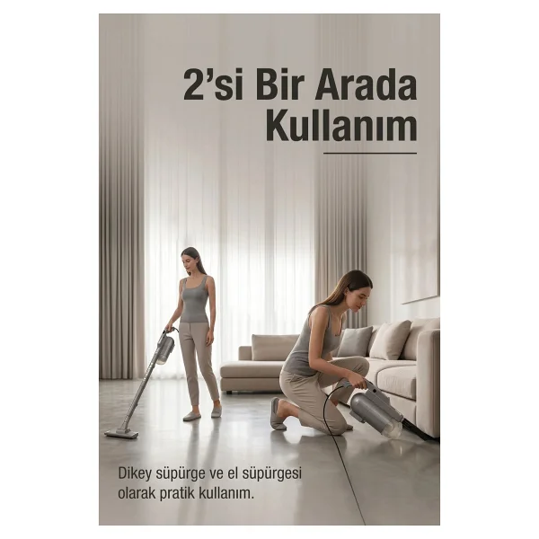 Fantom Pratik-XL P 1300 Gri Dikey Elektrikli Süpürge - Görsel 6