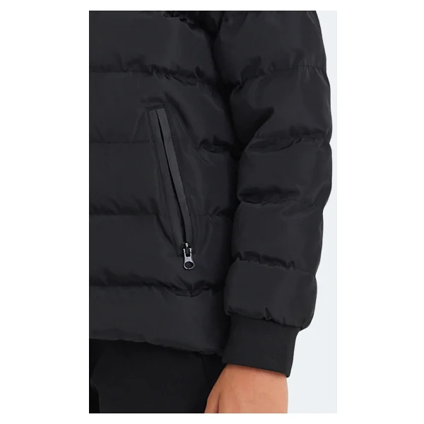 Slazenger Captain Kapüşonlu Siyah Çocuk Şişme Mont - Görsel 7