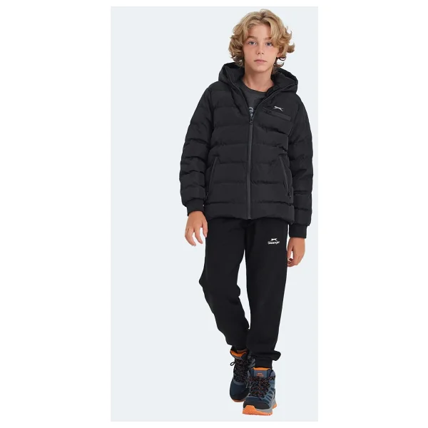 Slazenger Captain Kapüşonlu Siyah Çocuk Şişme Mont - Görsel 8