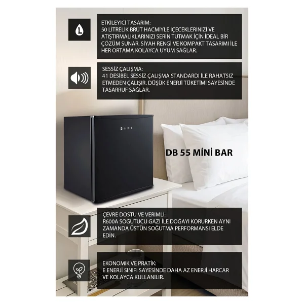 Dijitsu Mini Bar Buzdolabı 50 Lt F Enerji Sınıfı Sessiz Çalışan Tek Kapılı Dondurucu Bölmeli - Görsel 4