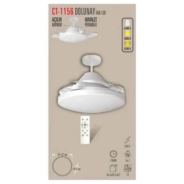 Cata Dolunay Ct-1156 Tavan Tipi Vantilatör - Görsel 3