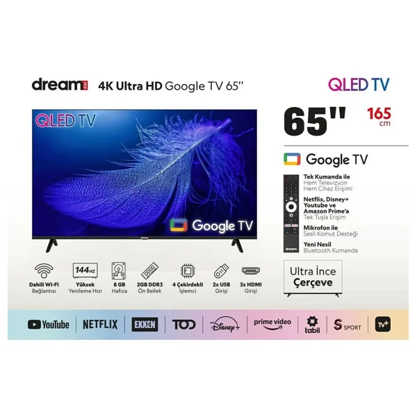 Dreamstar 65" 165cm 4K FHD QLED Google TV - Görsel 3