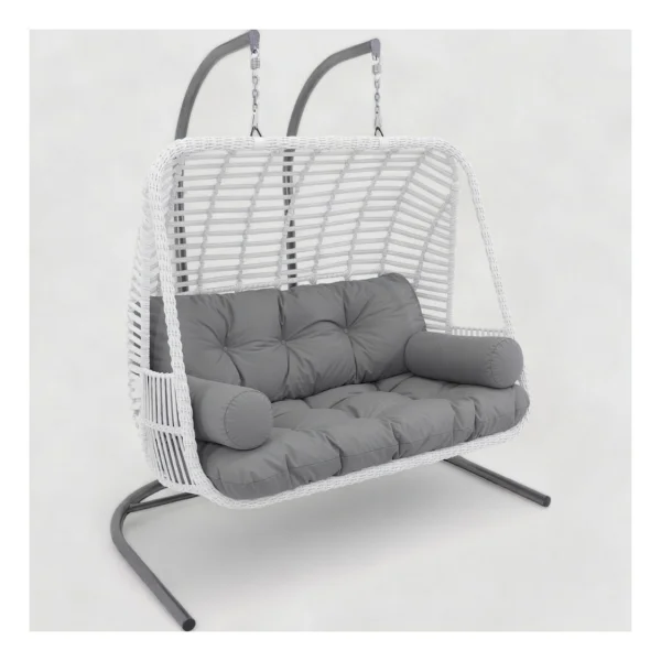 Monalin Home Garden Kudüs Rattan El Örgüsü Çift Kişilik Balkon Teras Bahçe Salıncağı - Kahverengi - Görsel 5