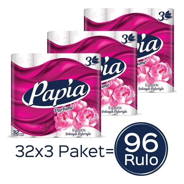Papia Egzotik Parfümlü 32'li 3 Adet Tuvalet Kağıdı - Görsel 2