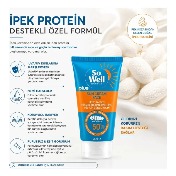 So Well Plus Yüksek Koruma Özellikli Yüz İçin Güneş Kremi Spf 50+ & Hyaluronik Acid Serum Hediye Seti 75 Ml Krem + Serum - Görsel 4