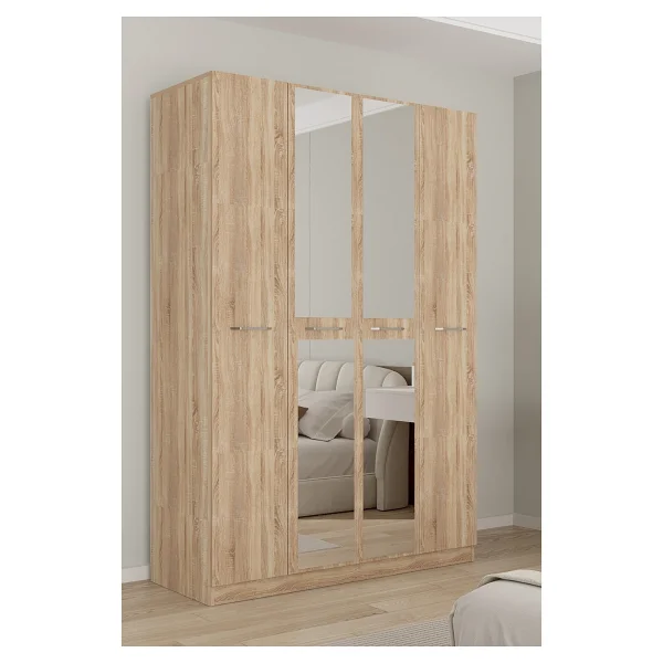 Aeka Ae-3191 Burç Atlantik Çam/Beyaz Aynalı 4 Kapaklı Çok Bölmeli Askılı Raflı Ve Çekmeceli 210x140x53cm Gardırop - Atlantik Çam - Beyaz - Görsel 8
