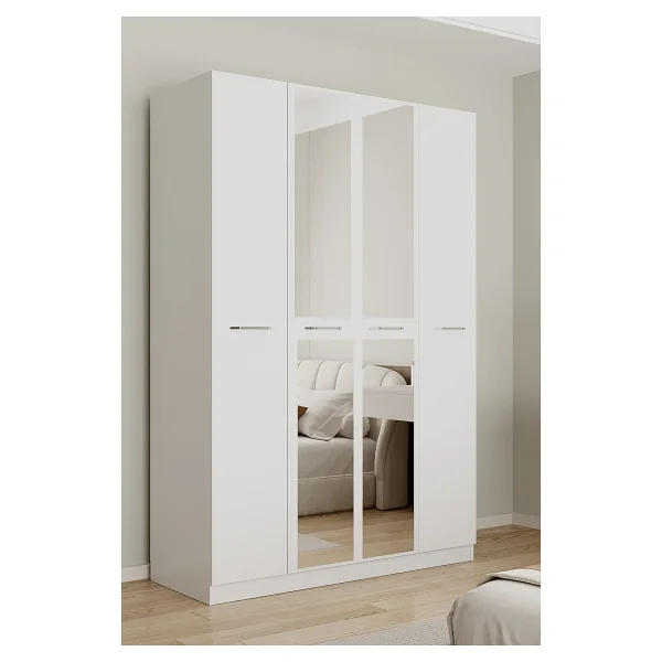 Aeka Ae-3191 Burç Atlantik Çam/Beyaz Aynalı 4 Kapaklı Çok Bölmeli Askılı Raflı Ve Çekmeceli 210x140x53cm Gardırop - Atlantik Çam - Beyaz - Görsel 10