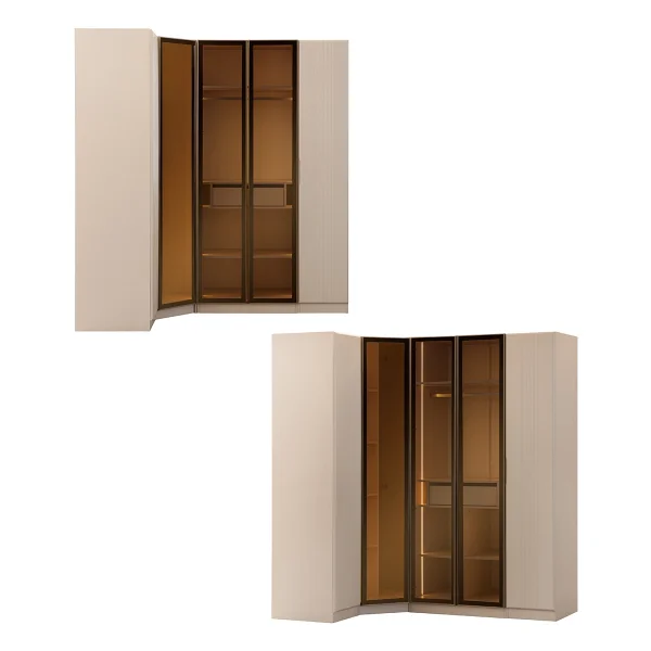 Eymense Lora Gardırop Çekmeceli Köşe Modüler Giyinme Odası Dolabı %100 Mdf - Bej - Görsel 7