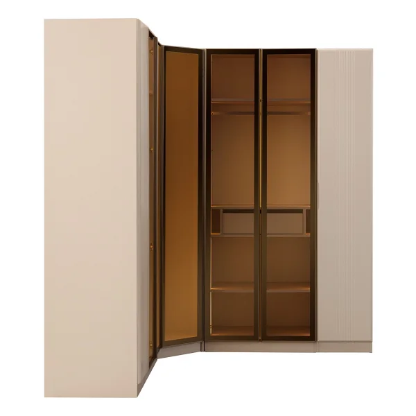Eymense Lora Gardırop Çekmeceli Köşe Modüler Giyinme Odası Dolabı %100 Mdf - Bej - Görsel 2