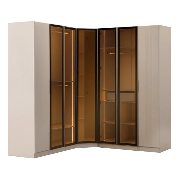 Eymense Lora Gardırop Askılı Çekmeceli Köşe Modüler Giyinme Odası Dolabı %100 Mdf - Bej - Görsel 3