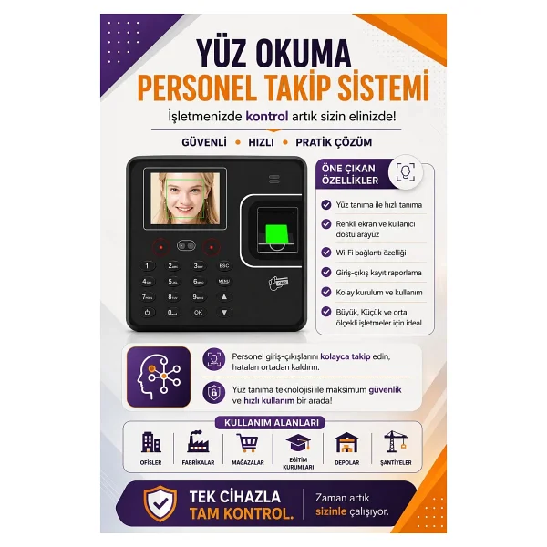 Kablosuz-Wi-Fi Yüz Okuma Personel Takip-Maaş Puantaj Yazılımı - Görsel 9