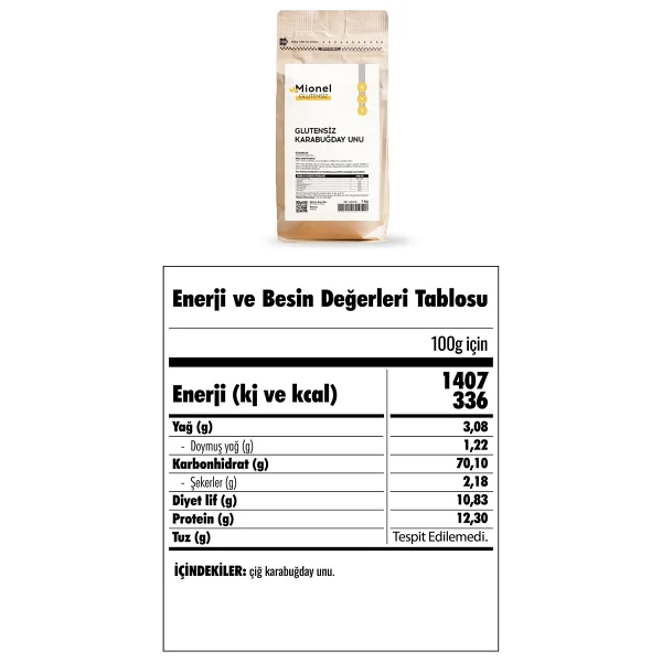 Mionel Glutensiz 1 Kg Karabuğday Unu - Görsel 2
