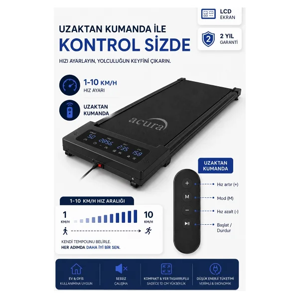 Acura Ac-490 Uzaktan Kumandalı Katlanabilir Koşu Bandı - Görsel 4