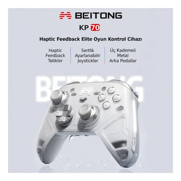 Beıtong Kp70 Kapasitif Joystick Adaptive Trigger Kablosuz Beyaz Kablosuz Gamepad ( PC Uyumlu ) - Görsel 2