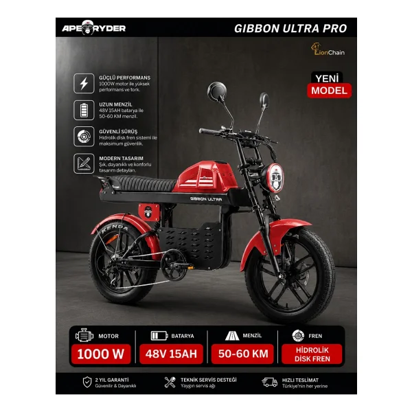 Ape Ryder Gibbon Ultra Pro 1000 W Elektrikli Bisiklet - Görsel 2