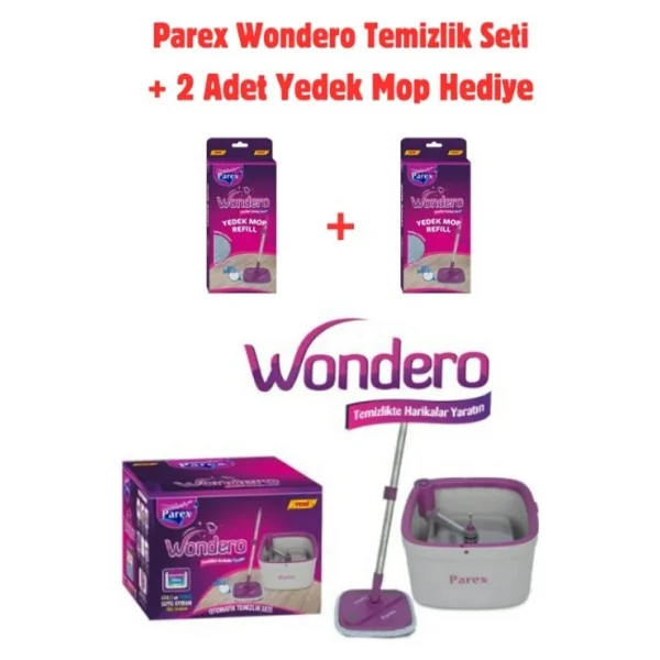 Parex Wondero Otomatik Temizlik Seti (Eski Seri) + 2 Adet Yedek Mop Hediyeli - Gri - Görsel 2