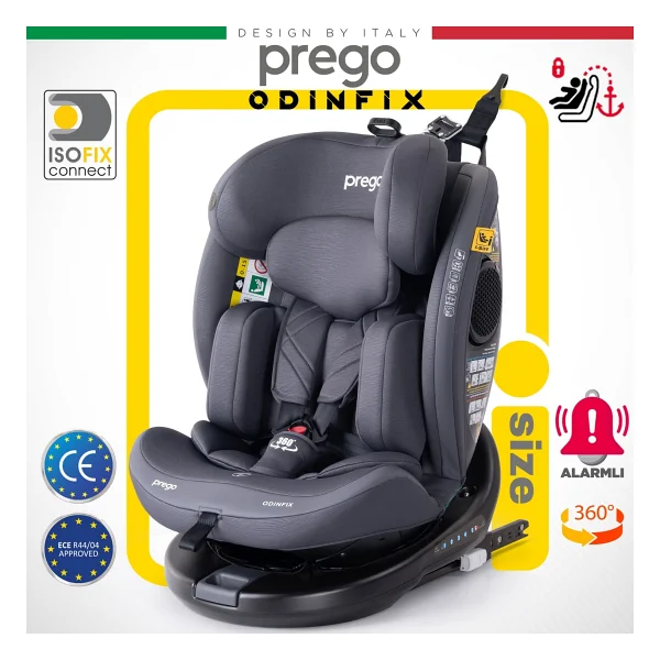 Prego Odinfix Alarmlı 360 Derece Dönebilen I-Size 0-36 Kg Oto Koltuğu - Görsel 10