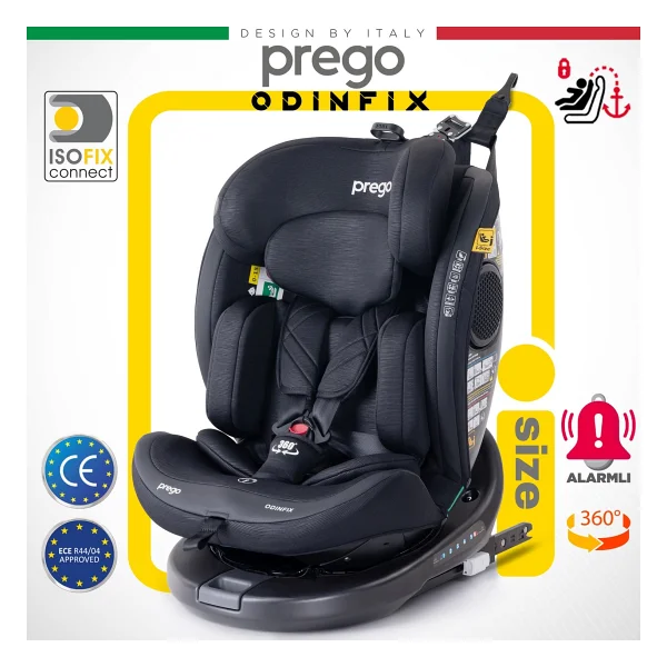 Prego Odinfix Alarmlı 360 Derece Dönebilen I-Size 0-36 Kg Oto Koltuğu - Görsel 9