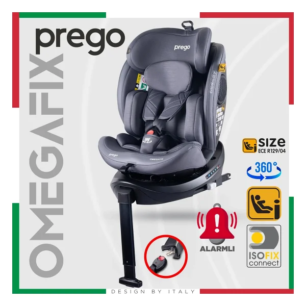 Prego Omegafix Alarmlı 360 Derece Dönebilen I-Size 0-36 Kg Oto Koltuğu - Görsel 9