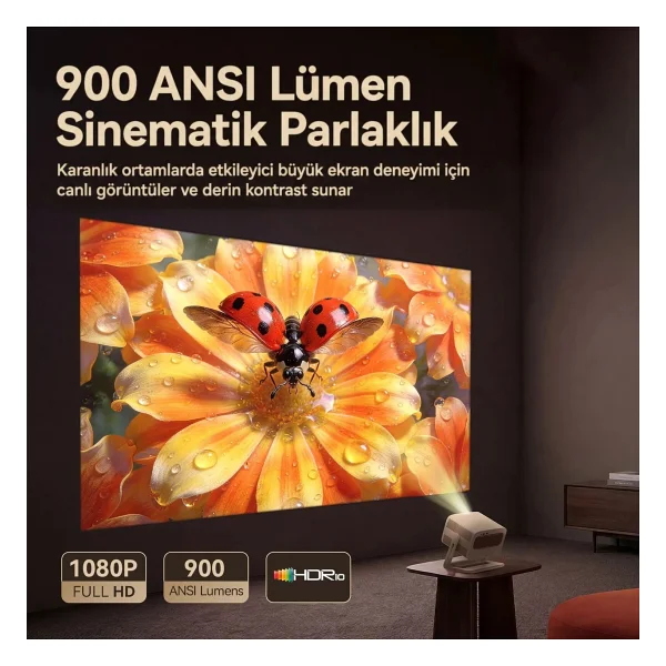 Wanbo Vali 1 900 Lümen Full HD Android Projeksiyon Cihazı - Görsel 2