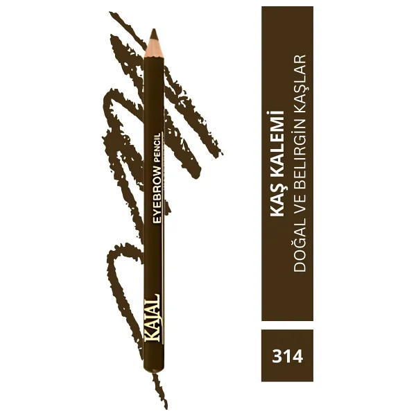 Kajal Özel Fırça Kapaklı Kaş Kalemi (Orta Kahverengi) - Eyebrow Pencil No:314 - Görsel 4