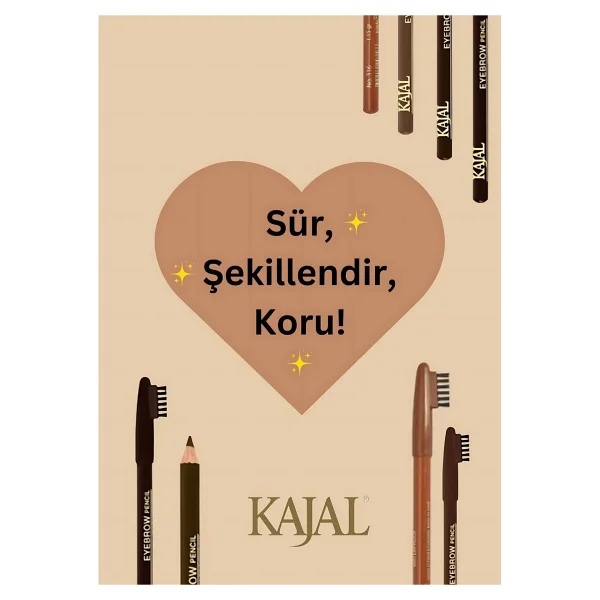 Kajal Özel Fırça Kapaklı Kaş Kalemi (Orta Kahverengi) - Eyebrow Pencil No:314 - Görsel 5