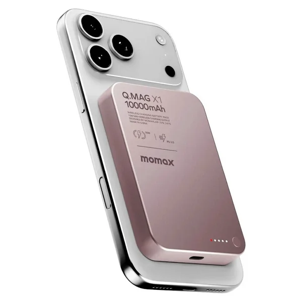 Momax Q.Mag X1 Pembe 10000 mAh Hızlı Şarj MagSafe Powerbank - Görsel 2